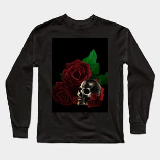 Human anatomy and roses: skull Long Sleeve T-Shirt